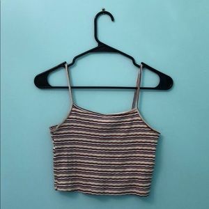 striped crop cami tank top